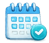Calendar icon representing repeated symptom and function check-ins over time.