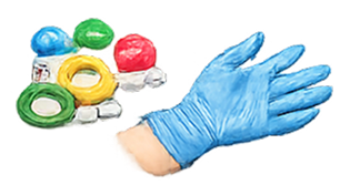 Therapy glove and hand tools icon representing guided movement sessions.