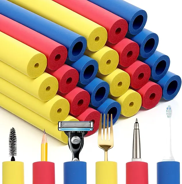 Foam tubing utensil buildup (pack) — local reference photo in HandTherapy.app catalog (education; not retailer packaging)